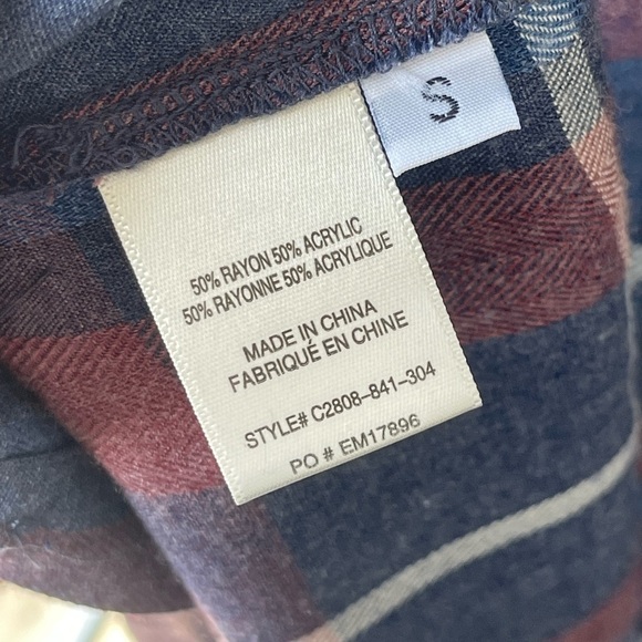 Anthropologie Cloth & Stone Aurora Plaid Button Down Red Blue small style B2808 - Picture 4 of 12